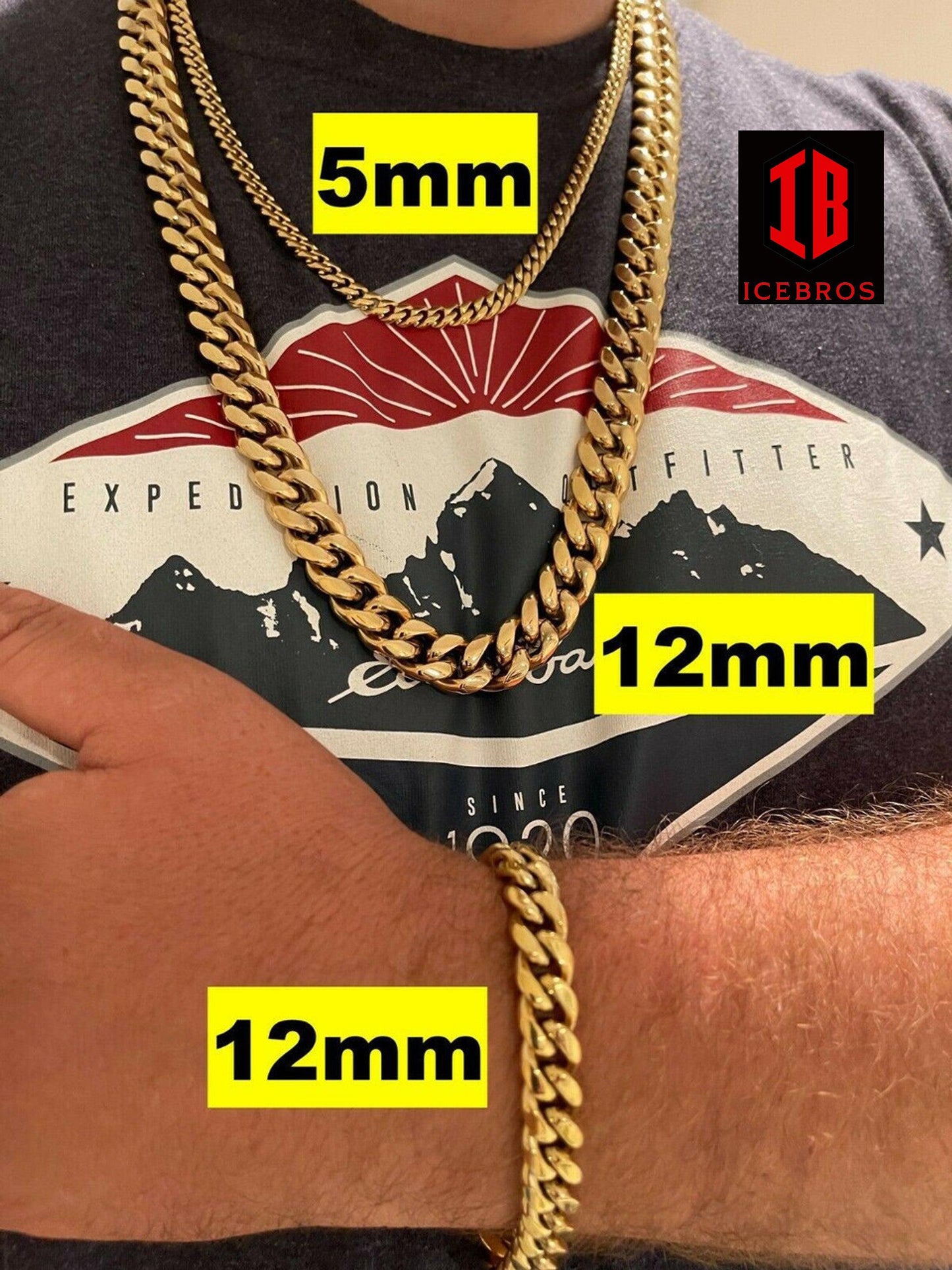 Miami Cuban Link Chain Necklace 14k Gold Over Stainless Steel (4-14mm)