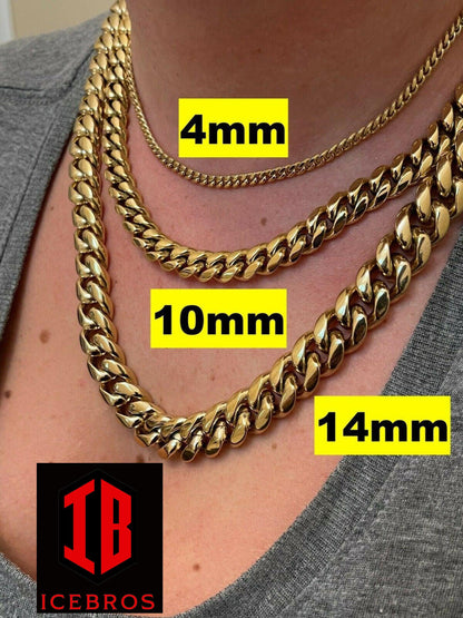 Miami Cuban Link Chain Necklace 14k Gold Over Stainless Steel (4-14mm)