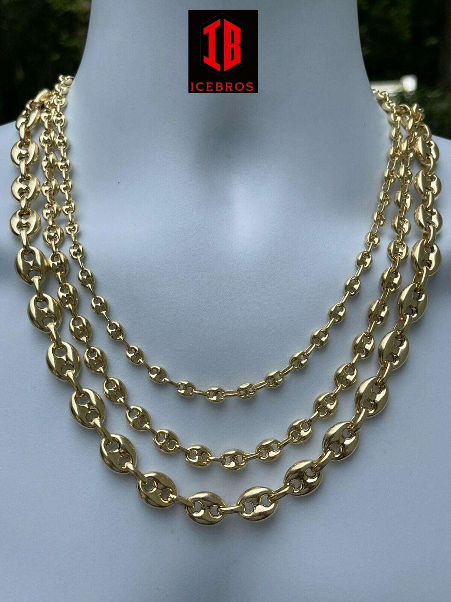 14k Gold Over Vermeil 925 Sterling Silver Puffed Mariner Link Chain Necklace (6-12mm)