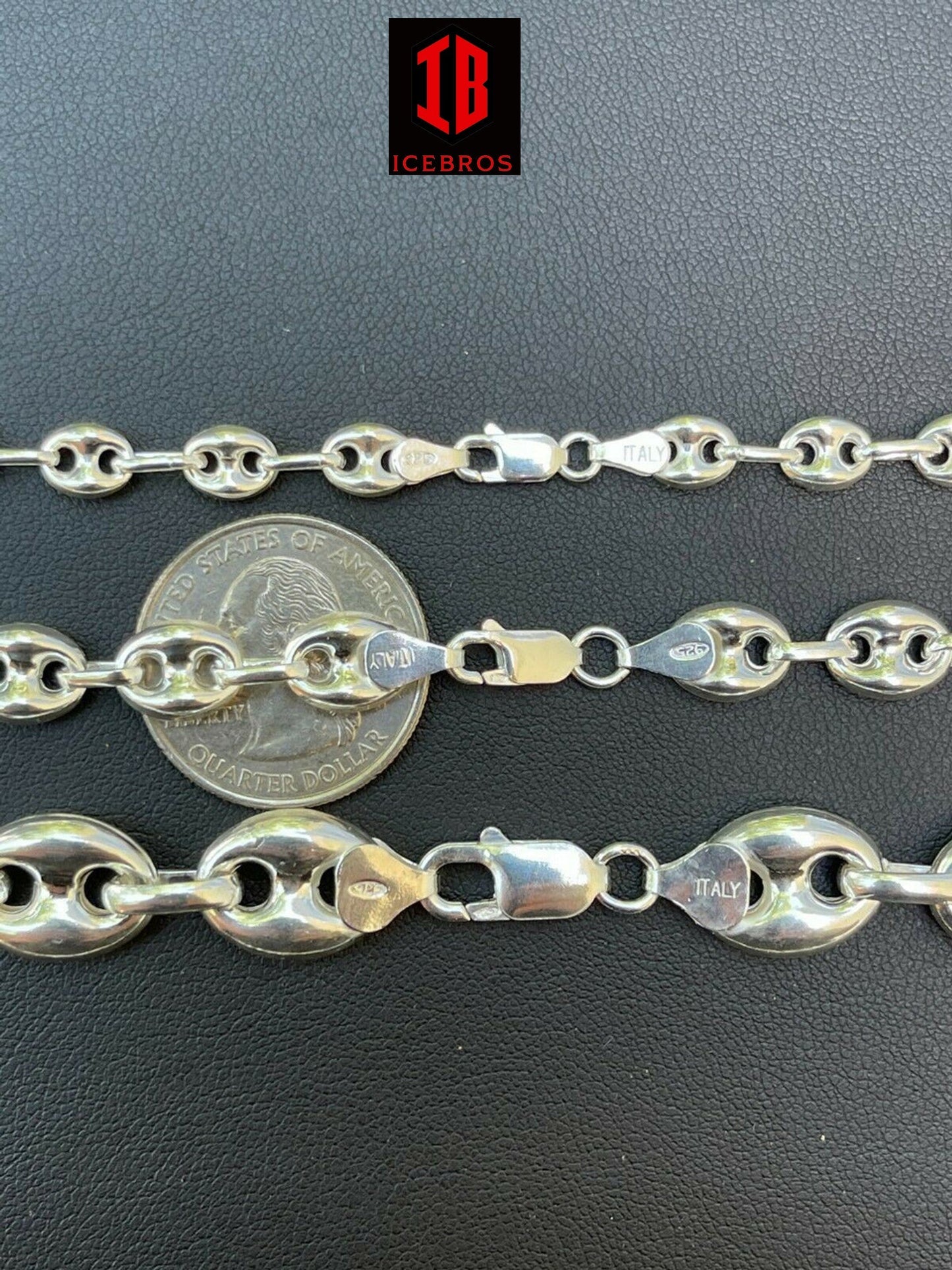 White Gold Over Vermeil 925 Sterling Silver Puffed Mariner Link Bracelet (6-12mm)