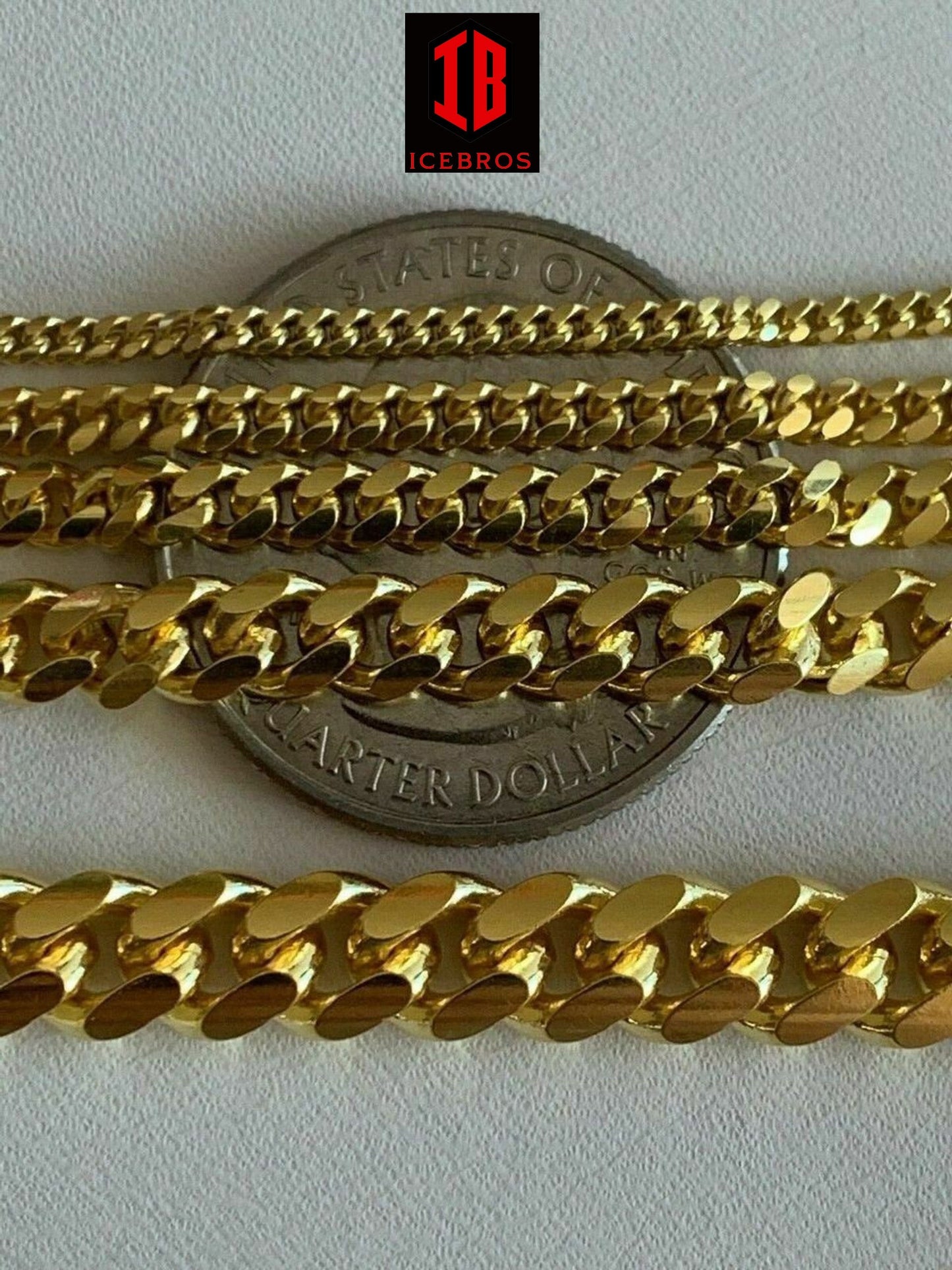 14k Gold Over 925 ITALY Silver Cuban Link Chain (Lobster Clasp) (2-12mm)