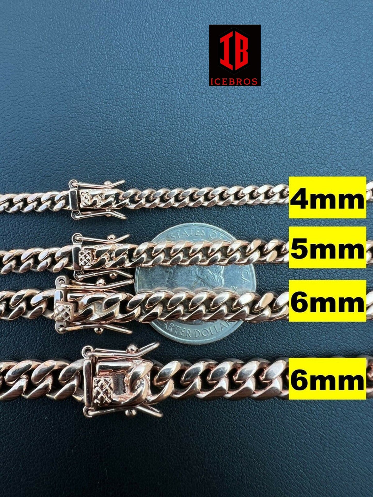 Miami Cuban Link Chain Necklace 14k Rose Gold Over Stainless Steel (4-18mm)