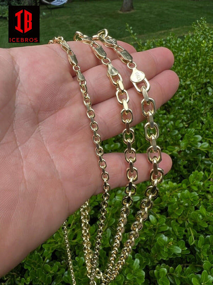 Vermeil 925 Sterling Silver Anchor Cable Chain Necklace Rolo Link Italy (4-8mm)