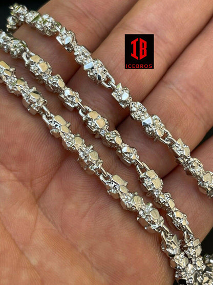 14k Gold Over Solid 925 Sterling Silver Nugget Link Chain Necklace 18-30inch (5.5mm)