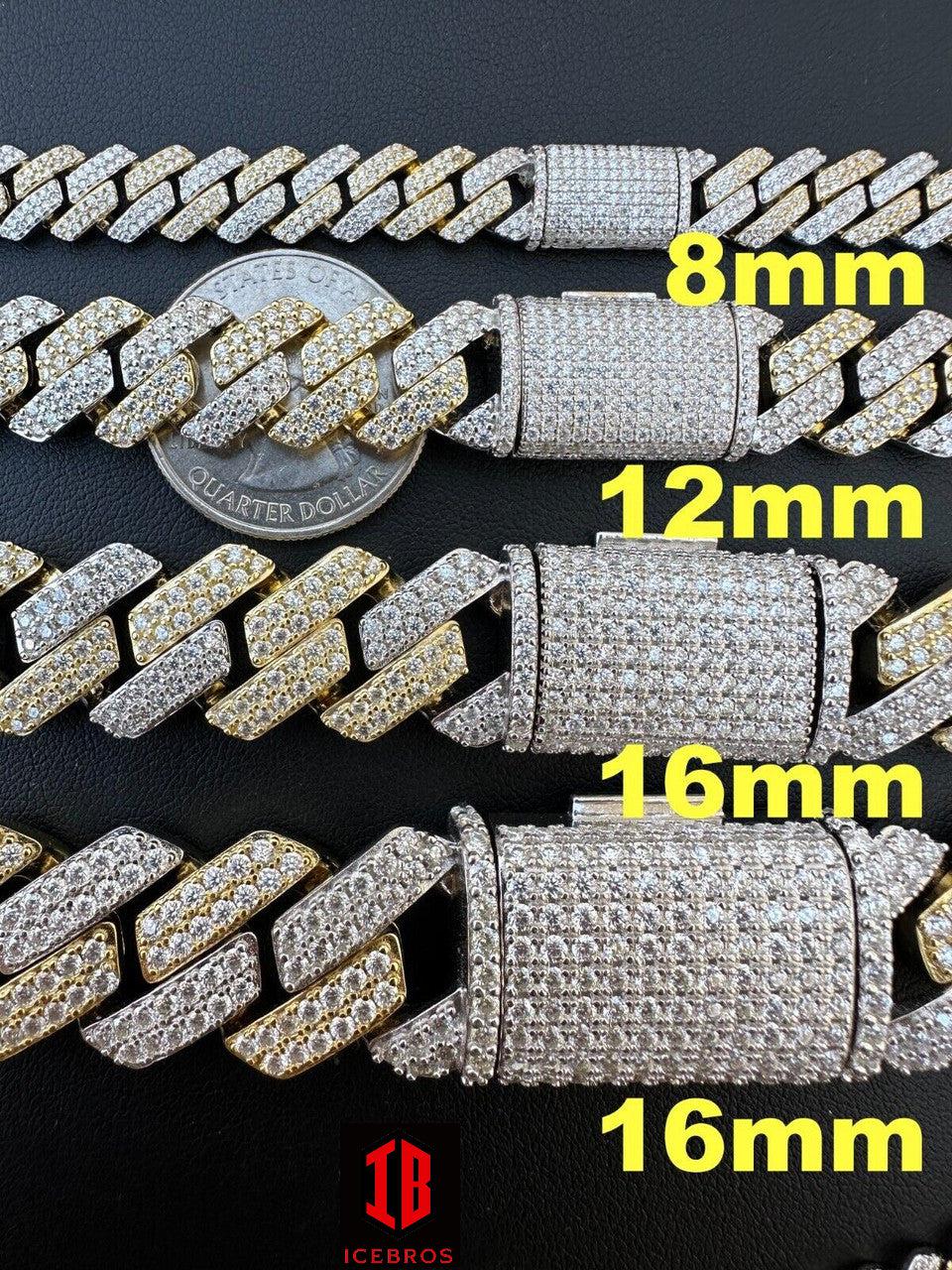 Shiny Gold and White Two-Prong Cuban Link Chain, Thick Design - Stylish and Luxurious Jewelry Accessory