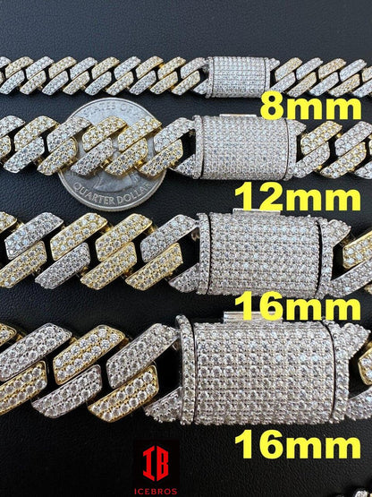 Shiny Gold and White Two-Prong Cuban Link Chain, Thick Design - Stylish and Luxurious Jewelry Accessory