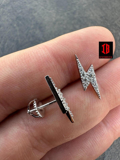 Moissanite Solid 925 Silver Iced Hip Hop Lightning Bolt Earrings Passes Tester