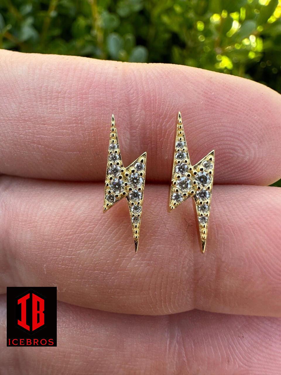 Moissanite Solid 925 Silver Iced Hip Hop Lightning Bolt Earrings Passes Tester