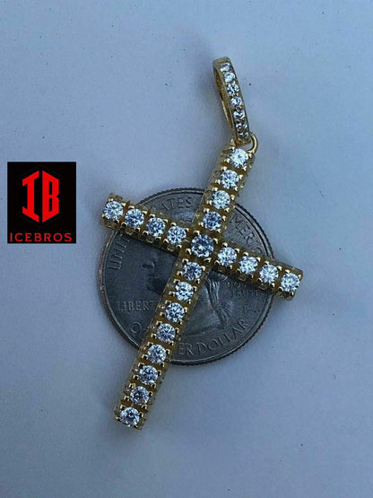 Solid 925 Silver Tennis Cross Link ICED Man Made Diamond (CZ)