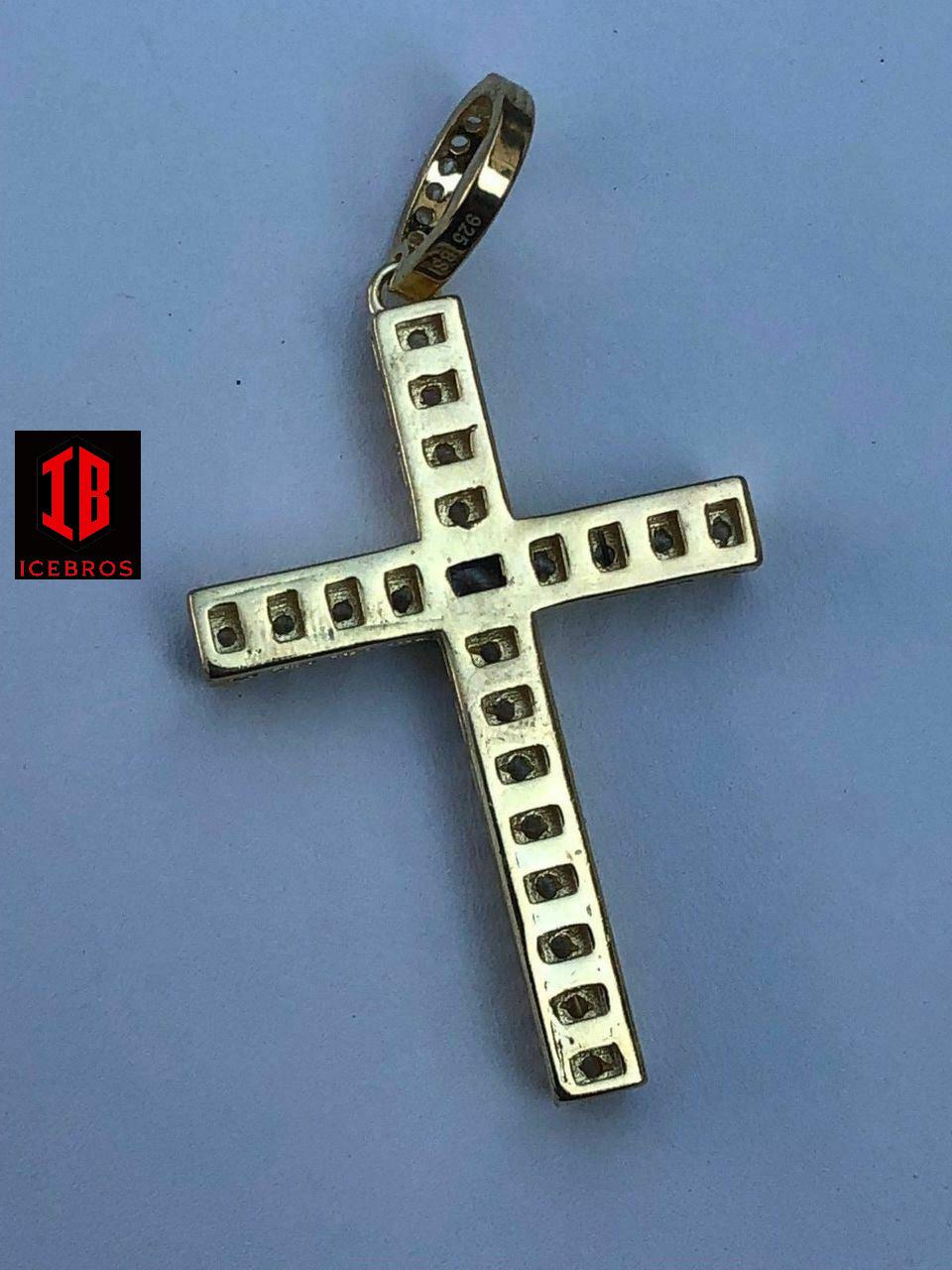 Solid 925 Silver Tennis Cross Link ICED Man Made Diamond (CZ)