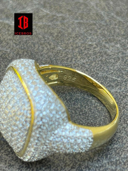 14k Gold Vermeil 925 Sterling Silver Men's Diamond Pinky Ring Hip Hop Iced (CZ)