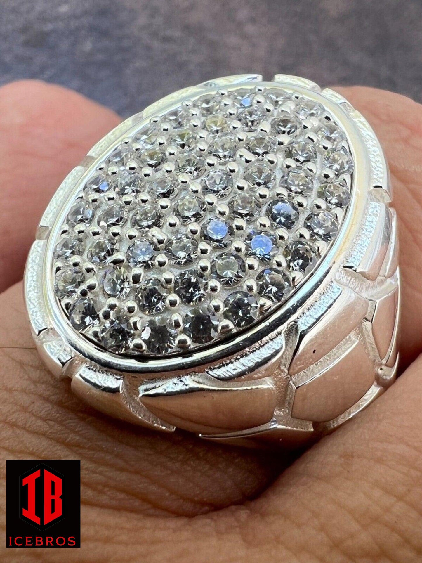 XL Nugget Mens Real Solid 14K Gold Plated 925 Silver Iced CZ Pinky Ring Hip Hop (CZ)