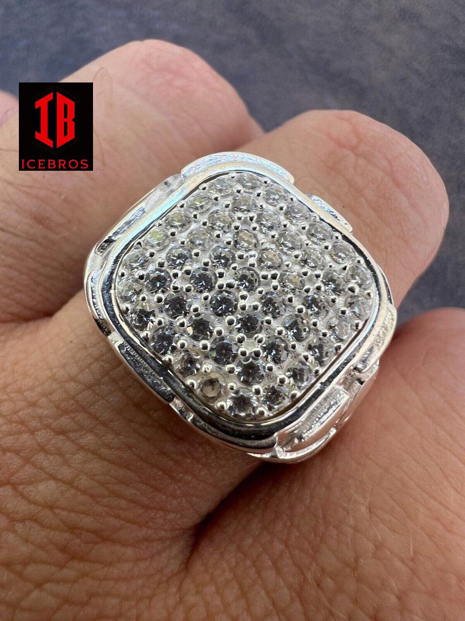 Nugget Ring Mens Real Solid 14K Gold Plated 925 Silver Iced CZ Pinky Hip Hop (CZ)