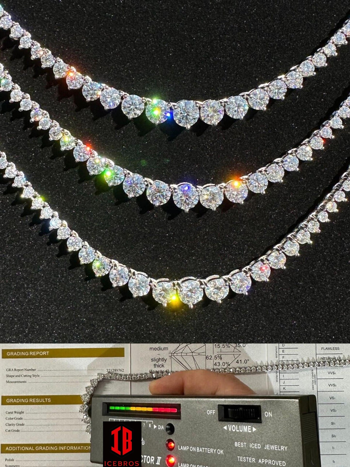 Iced MOISSANITE Riviera 3-7mm Graduated Prong Tennis Chain Necklace - VVS D Color