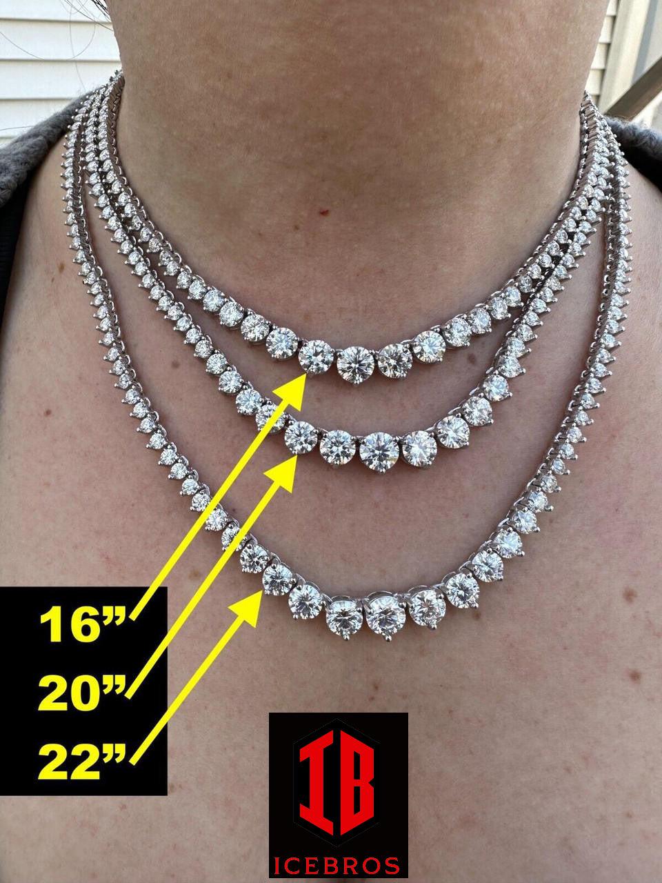 Iced MOISSANITE Riviera 3-7mm Graduated Prong Tennis Chain Necklace - VVS D Color