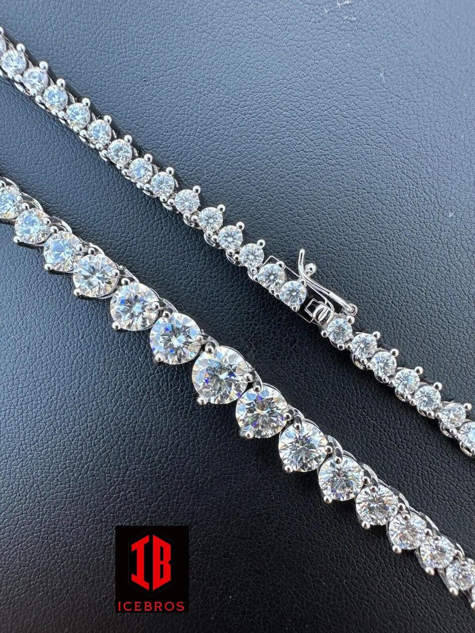 Iced MOISSANITE Riviera 3-7mm Graduated Prong Tennis Chain Necklace - VVS D Color