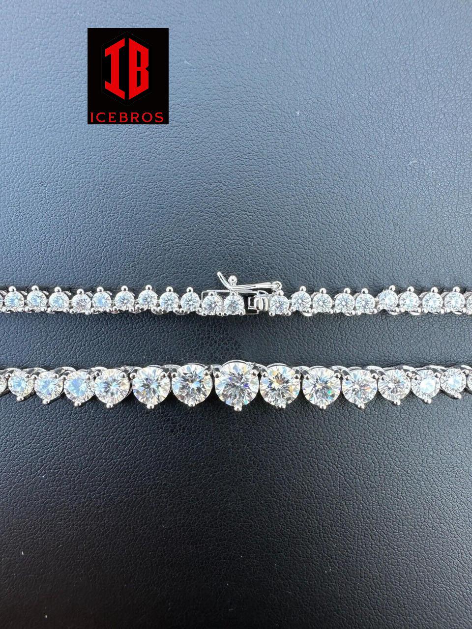 Iced MOISSANITE Riviera 3-7mm Graduated Prong Tennis Chain Necklace - VVS D Color