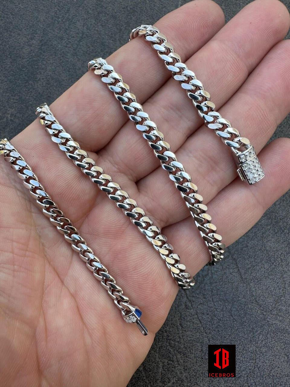 icebros Miami Cuban Chain Necklace 925 Silver Baguette MOISSANITE Clasp Pass Tester