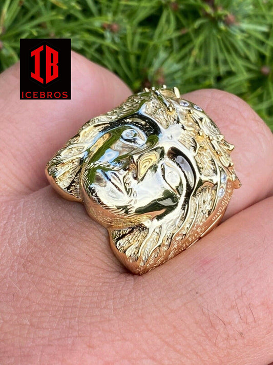 Men's Real Solid 925 Sterling Silver Jesus Face Ring Pinky Hip Hop Anillo (CZ)