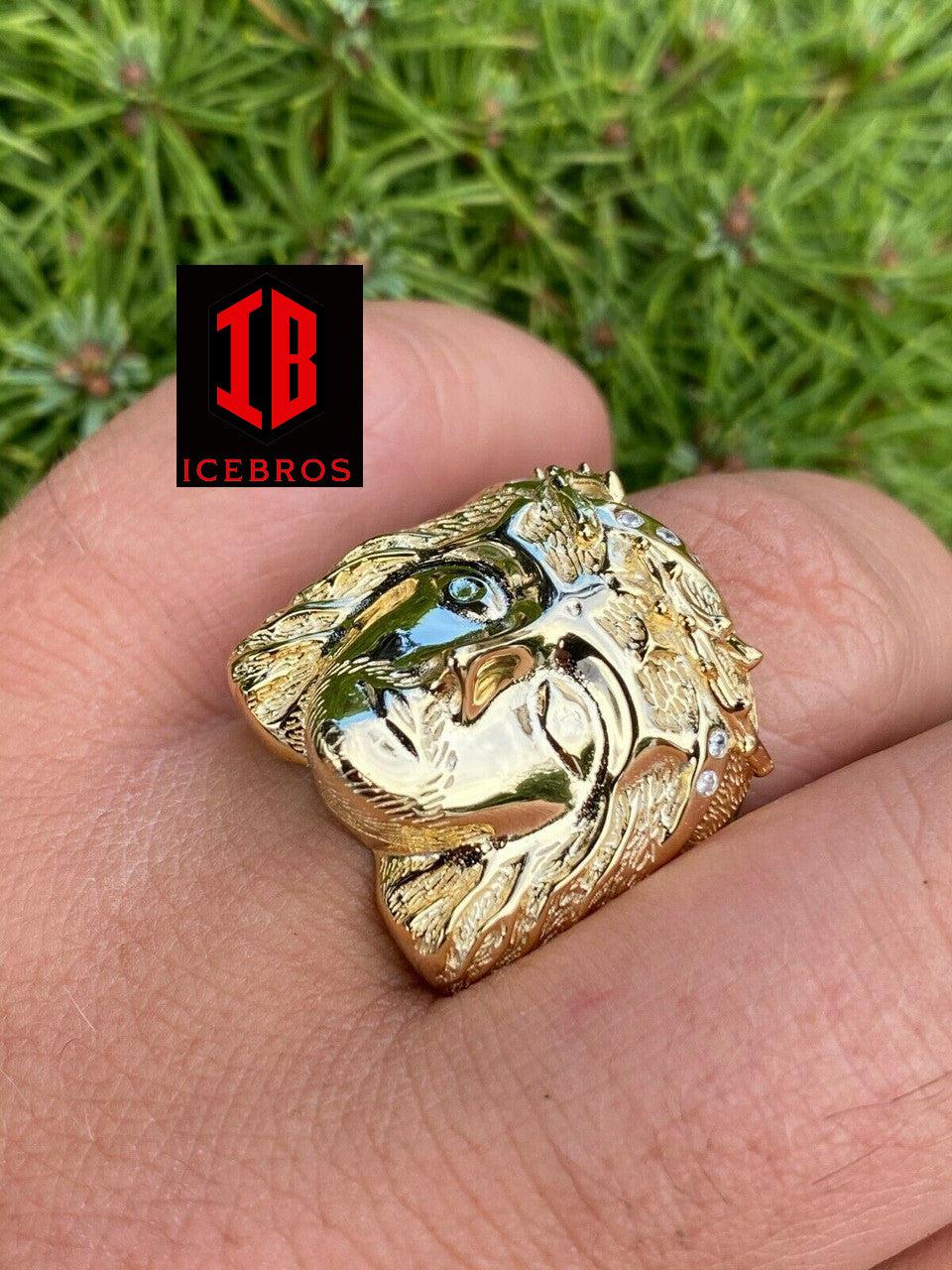 Men's Real Solid 925 Sterling Silver Jesus Face Ring Pinky Hip Hop Anillo (CZ)