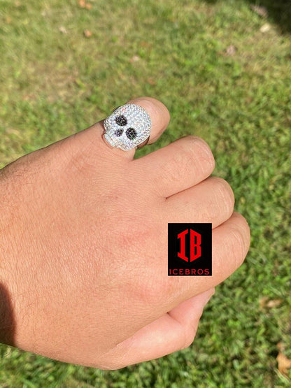 SKULL RING For MEN, Real 925 Sterling Silver Ring Cz with Iced Diamonds, Skull Head Silver Rings for Boys, Minimalist Jewelry Gift for Him