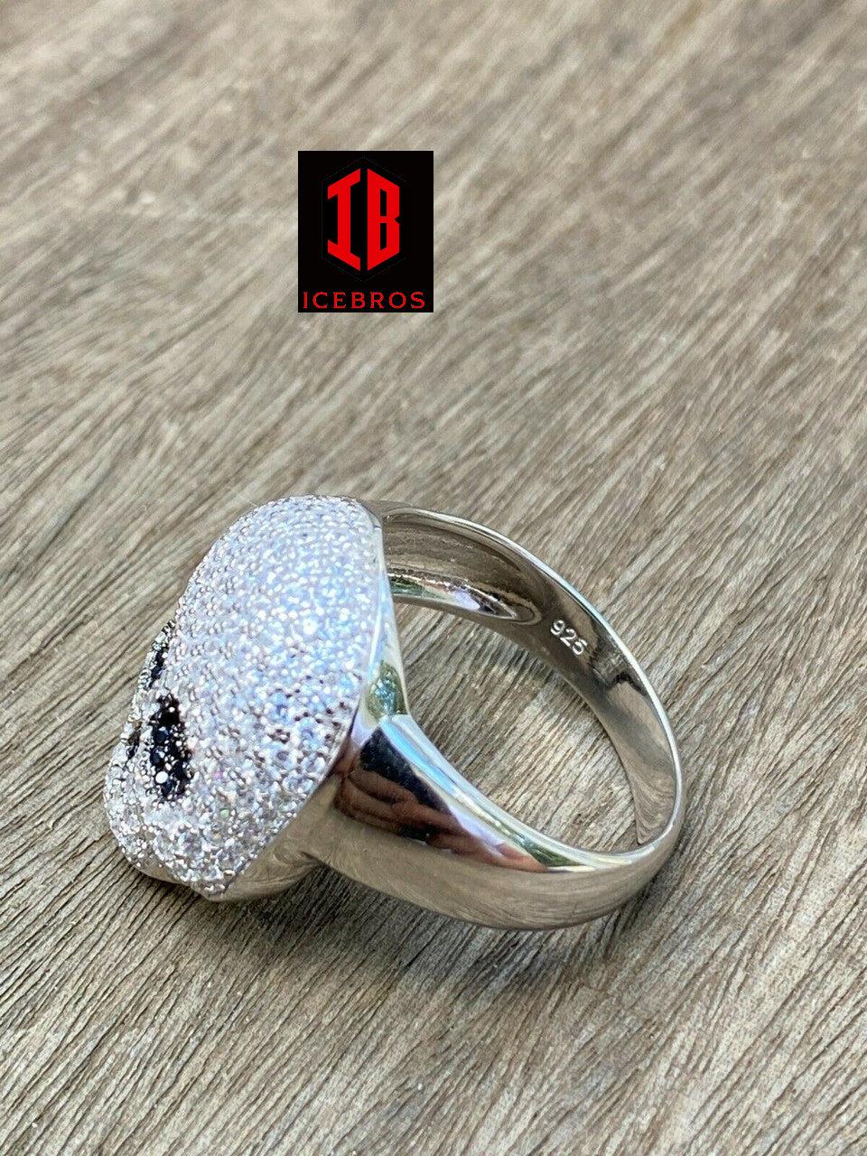 SKULL RING For MEN, Real 925 Sterling Silver Ring Cz with Iced Diamonds, Skull Head Silver Rings for Boys, Minimalist Jewelry Gift for Him