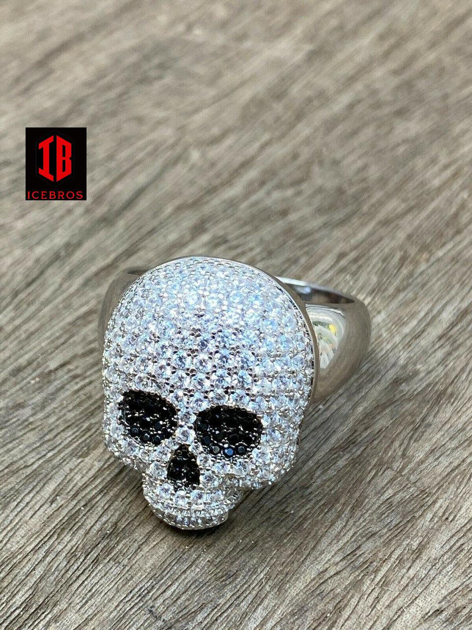 SKULL RING For MEN, Real 925 Sterling Silver Ring Cz with Iced Diamonds, Skull Head Silver Rings for Boys, Minimalist Jewelry Gift for Him