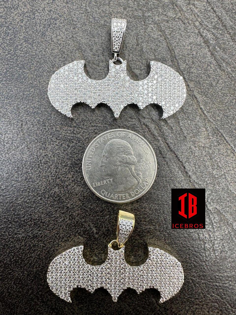 MOISSANITE Real 925 Silver Iced Batman Superhero Charm Chain