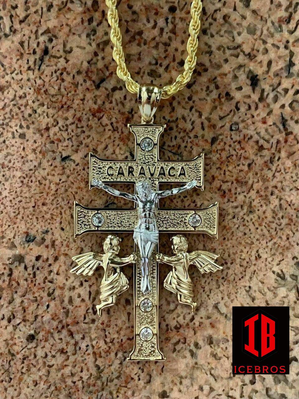 925 Sterling Silver Large Cruz De Caravaca Cross Pendant 2.5inch Plata Necklace