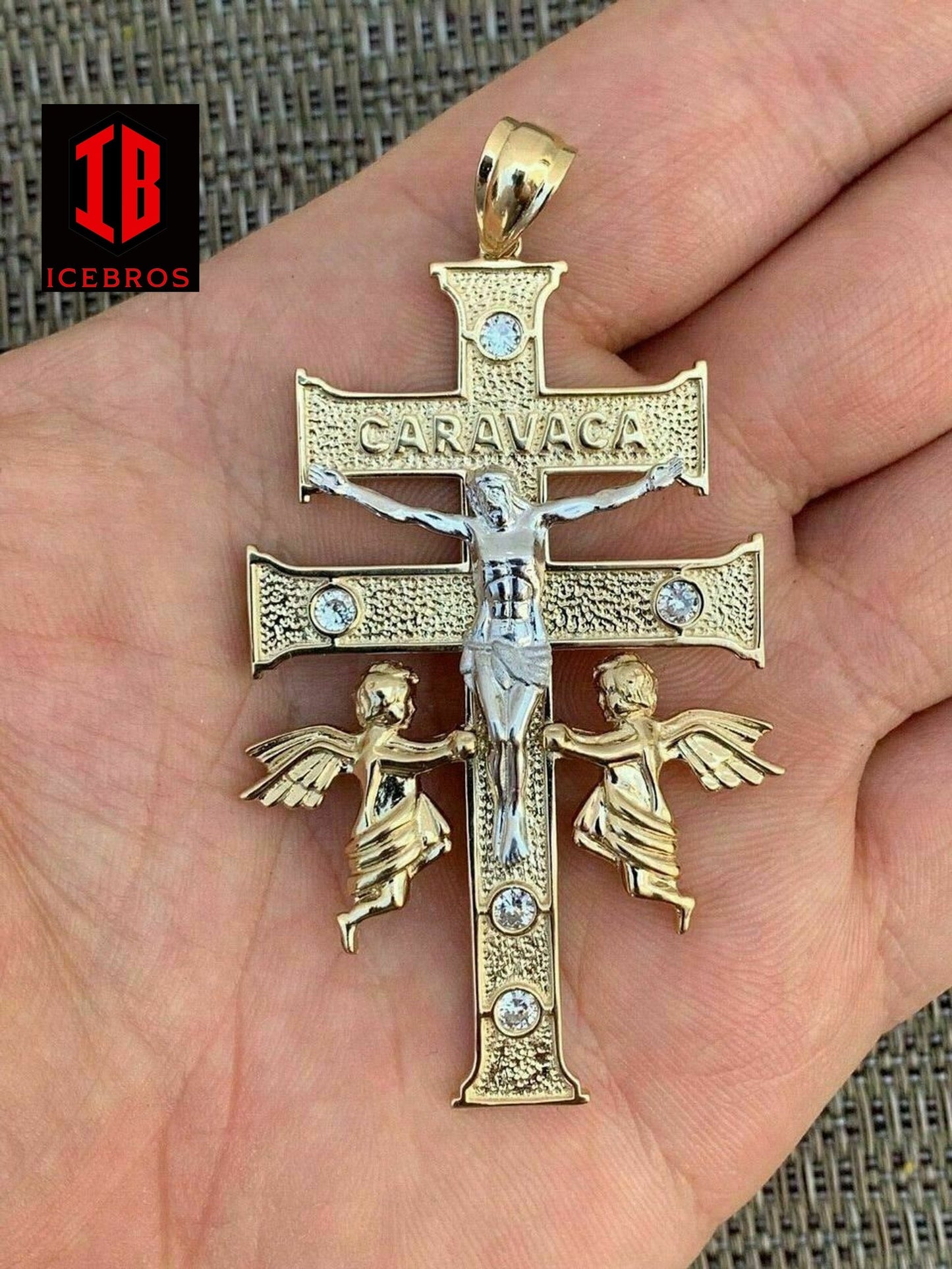 925 Sterling Silver Large Cruz De Caravaca Cross Pendant 2.5inch Plata Necklace