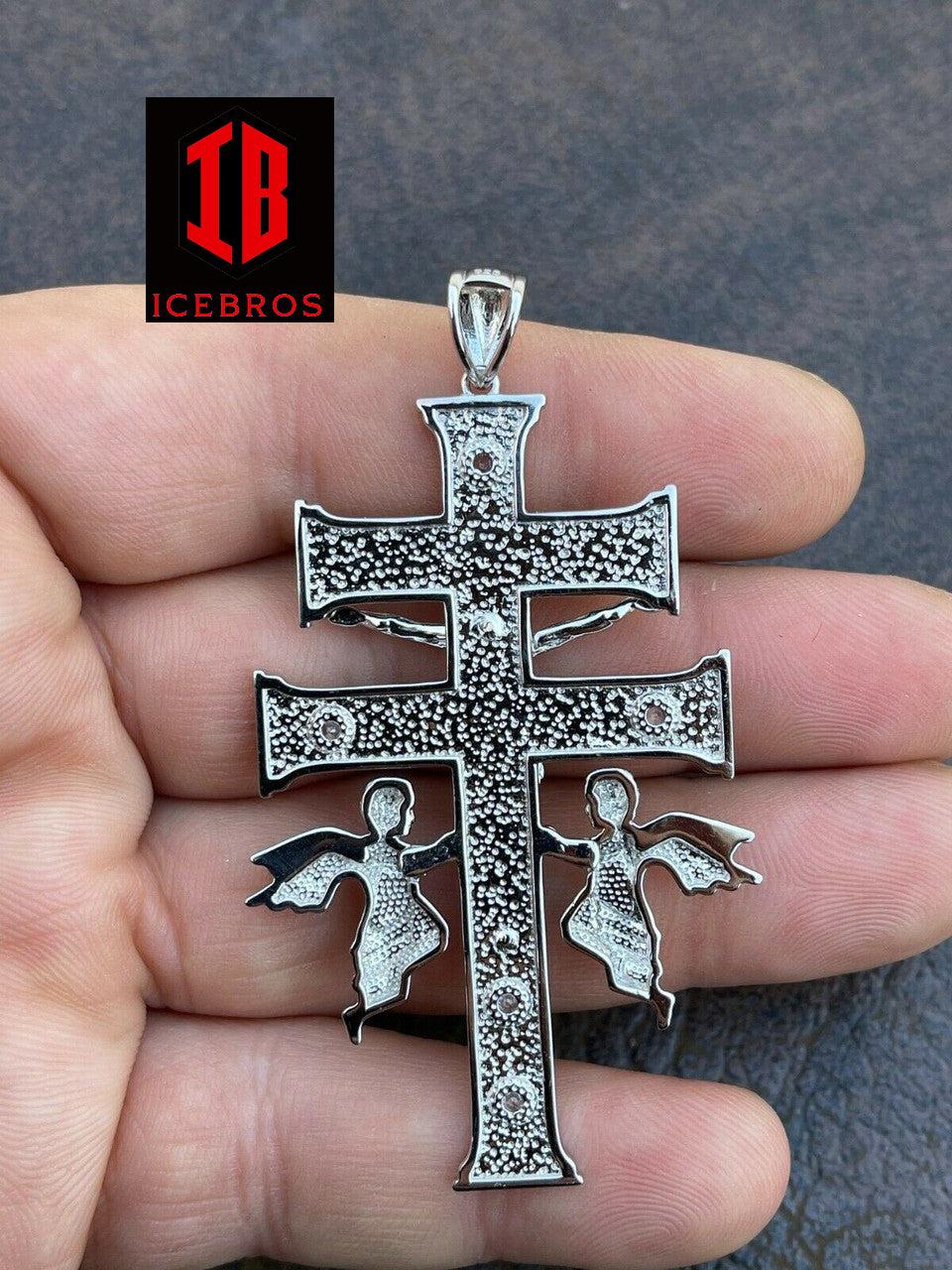 925 Sterling Silver Large Cruz De Caravaca Cross Pendant 2.5inch Plata Necklace