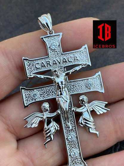 925 Sterling Silver Large Cruz De Caravaca Cross Pendant 2.5inch Plata Necklace