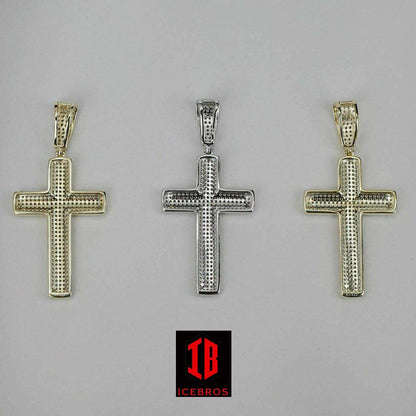 Men's Real Solid 925 Silver Cross W. Tennis Chain Pendant Super Iced (CZ)