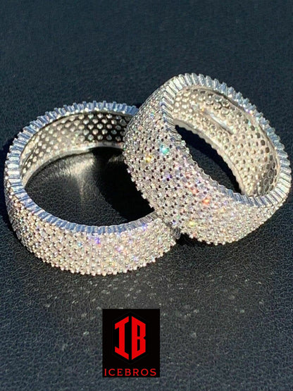 7 row 925 Sterling Silver Iced Eternity Band Wedding Bust Down Pinky Ring Men's (CZ)