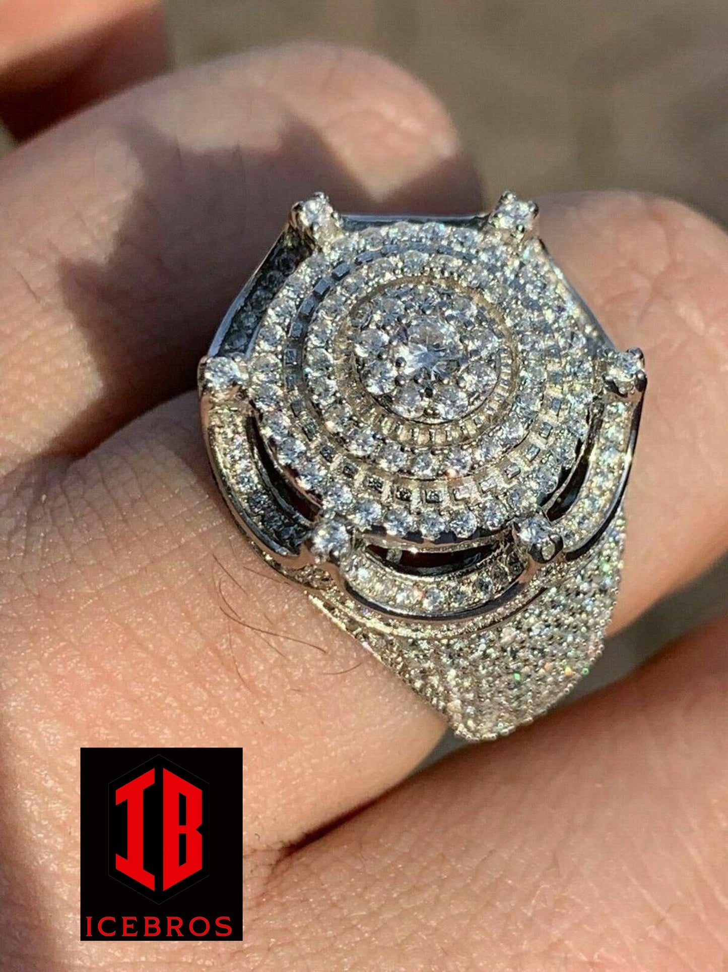 Men's Large Solid 925 Silver 5ct King Crown Diamond Pinky RING HIP-HOP Bust Down (CZ)