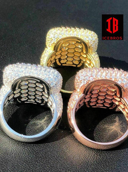 Solid 925 Silver Men's Hip Hop Rapper Big Diamond Pinky RING 14k Gold ICY CUSTOM (CZ)