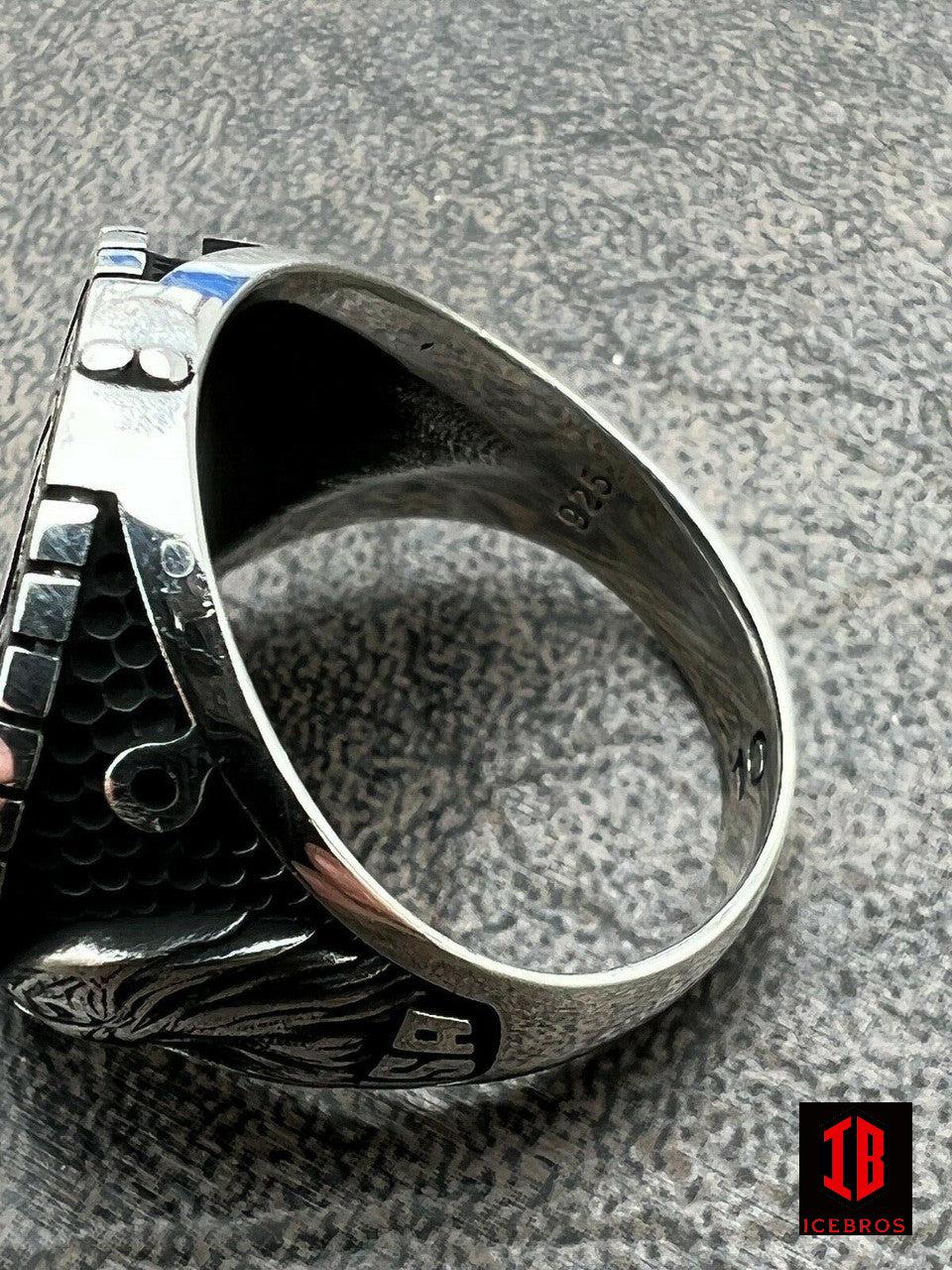 Black Rhodium 925 Sterling Silver US Air Force Military Army Ring