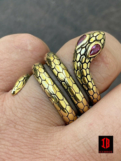 Snake Eye Ring Solid 925 Sterling Silver Wrap Around Cobra Purple Eyes Sizes 5-12