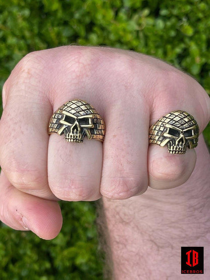 14k Gold Vermeil 925 Sterling Silver Ring Punisher Terminator Half Skull