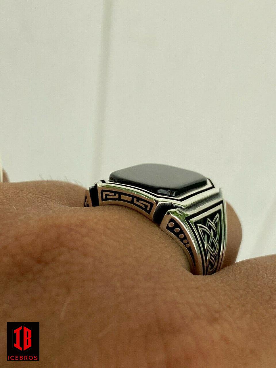 925 Vermeil Black Onyx Men Large 25mm Signet Or Pinky Ring