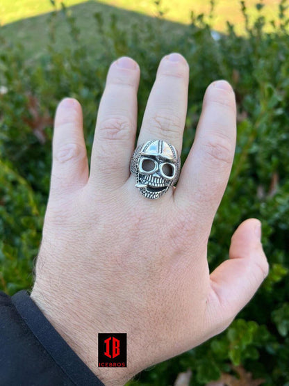 925 Sterling Silver Punk Gothic Skull Smoking Cigar Joint Ring