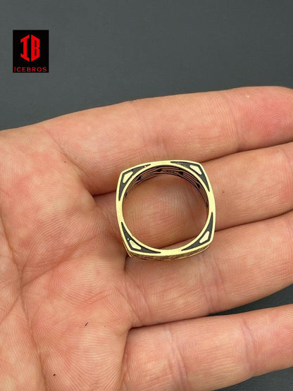 9mm 925 Sterling Silver Men Plain Ring Wedding Square Shape Band