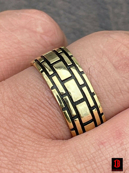 Men's Vermeil Ring 925 Sterling Silver Black Rhodium Oxidized Wedding Ring Band