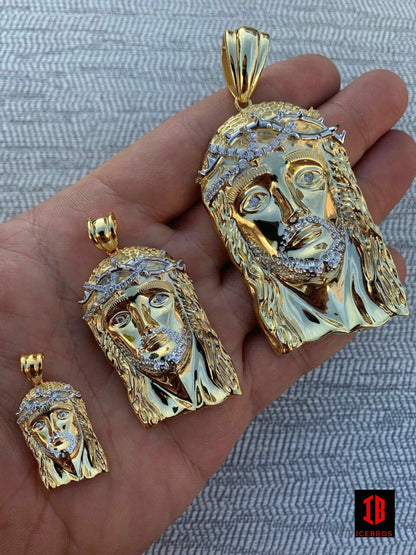 14K Gold + 925 Silver Vermeil Italy Jesus Piece Charm Pendant