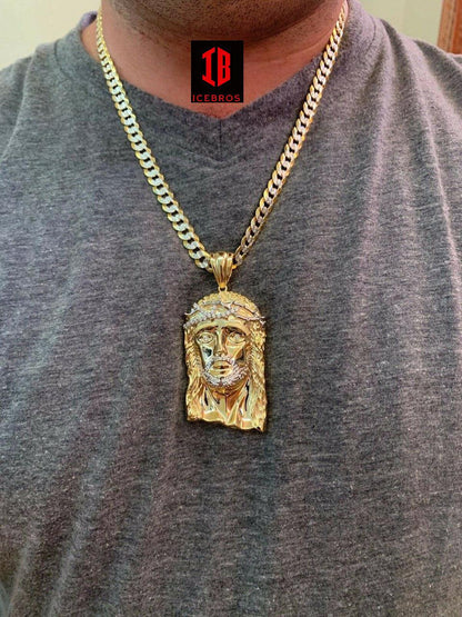 14K Gold + 925 Silver Vermeil Italy Jesus Piece Charm Pendant