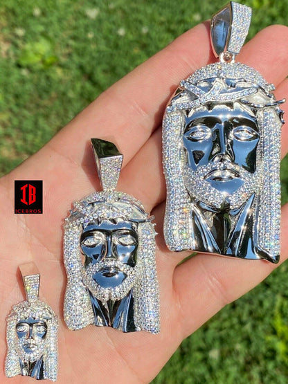 14k Rose Gold Vermeil White 925 Silver Hip Hop Jesus Piece Pendant Iced Men Necklace