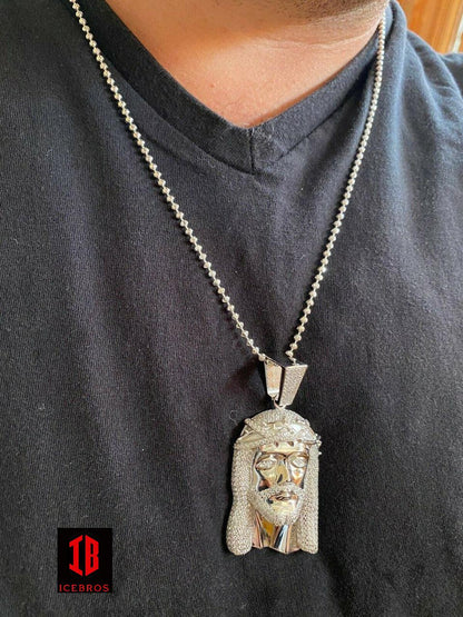 14k Rose Gold Vermeil White 925 Silver Hip Hop Jesus Piece Pendant Iced Men Necklace