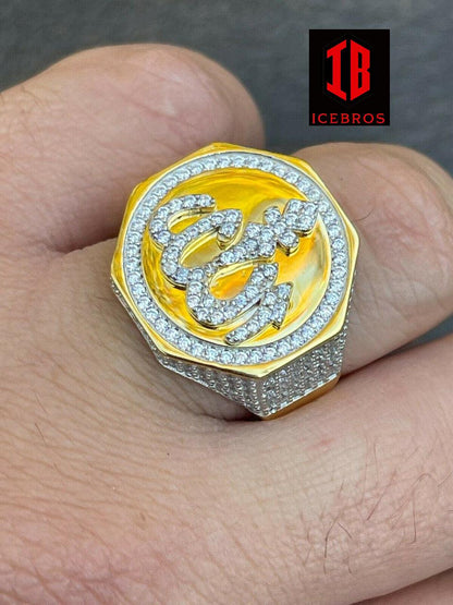 14K Gold Vermeil 925 Silver Allah Islamic Arabic Ring Iced Diamond Hip Hop (CZ)