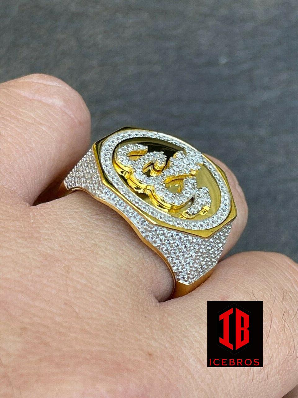 14K Gold Vermeil 925 Silver Allah Islamic Arabic Ring Iced Diamond Hip Hop (CZ)