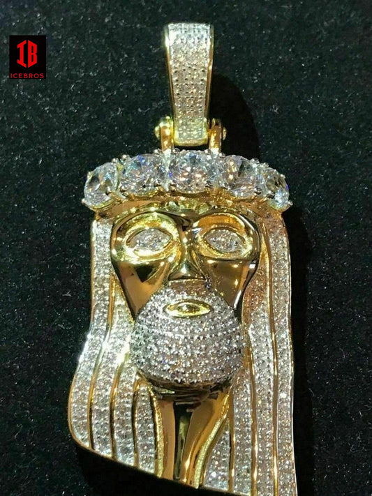 14k Gold Filled 925 Silver 4.5ct CZ Diamond Jesus Piece Pendants